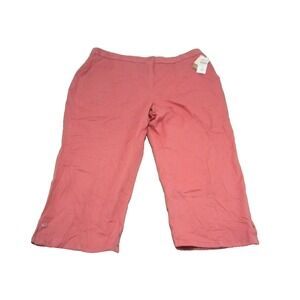 Coldwater Creek Womens Pants 20 Pink Front Seam Crop Flat Front Straight Tab Hem